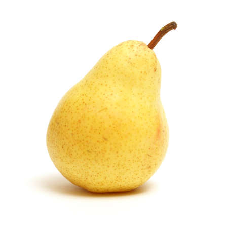 An 8x8 format shot of a ripe pear that is isolated on white.の写真素材