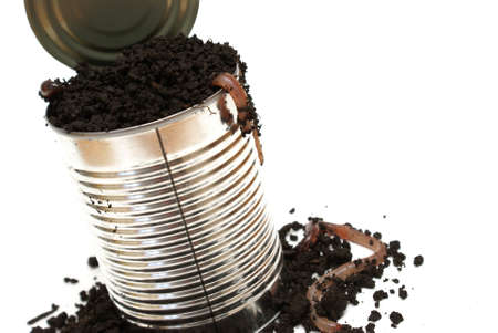A conceptual image relating to the saying opening a can of worms.の写真素材