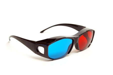 A pair of sleek 3D glasses isolated on white.の写真素材