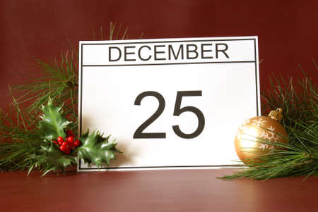 Christmas day is marked on the calendar in this festive setting.