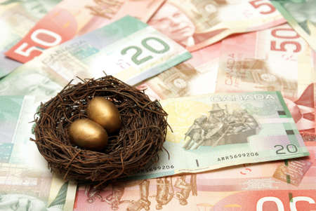 A conceptual image based on creating a wealthy nest egg.の写真素材