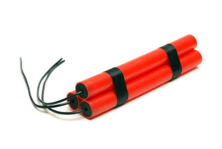 An isolated shot of some bundled dynamite.