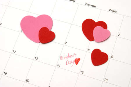 A reminder on a calendar for couples to celebrate.の写真素材