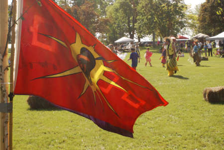 SMITHS FALLS, ON, JUNE 10, 2017 EDITORIAL IMAGE SERIES OF NATIVES POWWOW CEREMONY with this image...