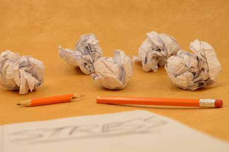 A concept based on the idea of a stressed writer who is having difficulties.