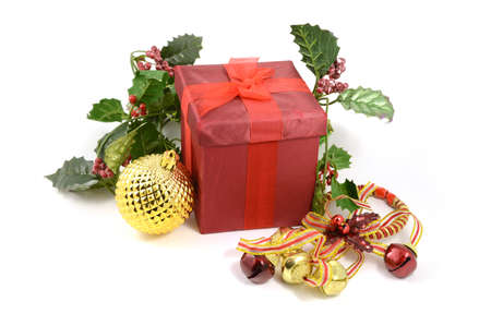 A red gift to be given during the holiday season festivities.の写真素材