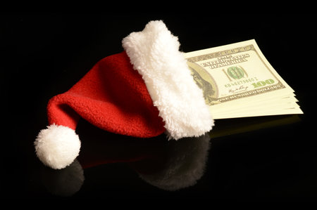 A financial concept based on the Christmas holiday and money being stashed away for that time of year,の写真素材