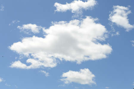 Full frame of the sky showing puffy white clouds.の写真素材