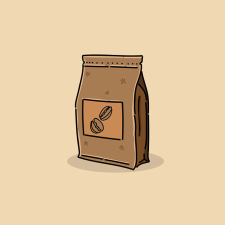 a brown coffee bag vector illustration design with cream backgroundのイラスト素材