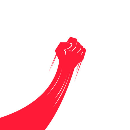 labour day may, hand's up red fist vector illustration design with white backgroundのイラスト素材