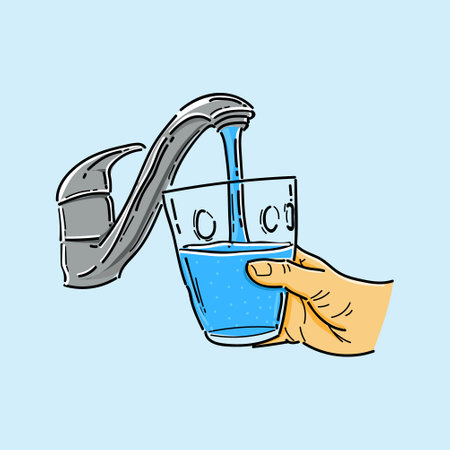 tap water is poured into a glass vector illustration designのイラスト素材