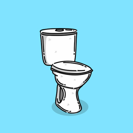 a white toilet clipart illustration vector design with a light blue backgroundのイラスト素材