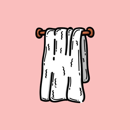 Bath towel clipart. illustration of bath towel vector icon for web design in pink backgroundのイラスト素材
