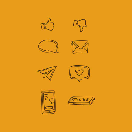 social media icon pack in an orange backgroundのイラスト素材