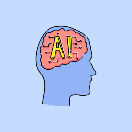 AI. Electronic brain. Silhouette of human head with artificial intelligence brain. Cybernetic...