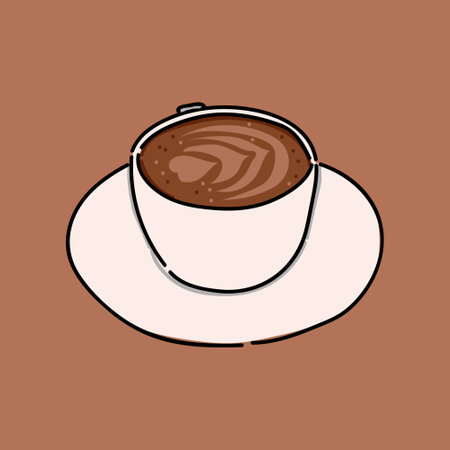 hot latte illustration. Hand drawing. White coffee cups, vector illustration.のイラスト素材