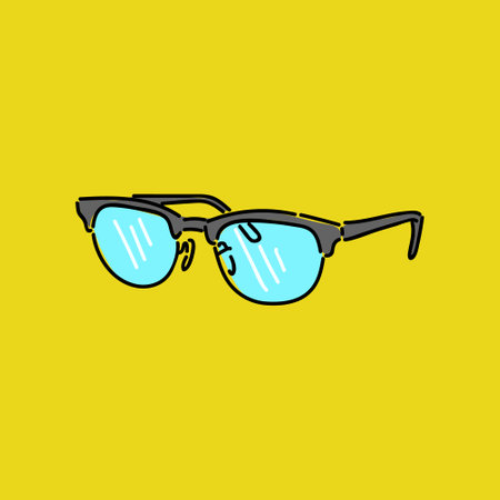 grey glasses with yellow backgroundのイラスト素材