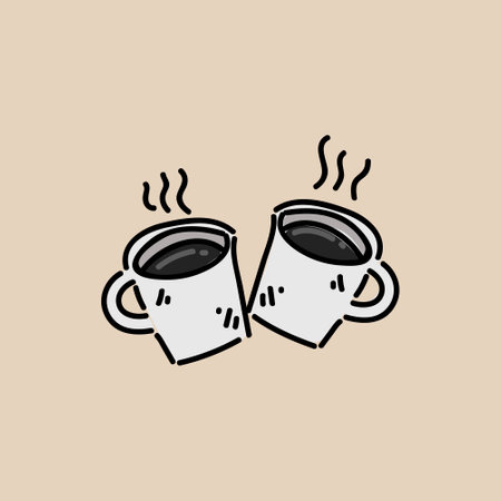 2 cups of coffee clipart illustration designのイラスト素材