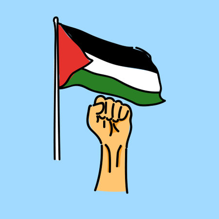 Free Palestine Illustration Vector Design for Poster in a Blue Backgroundのイラスト素材