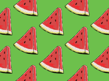 watermelon tile illustration vector design in a green backgroundのイラスト素材