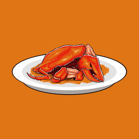 steam chilli crab clipart in a plate vector design illustrationのイラスト素材