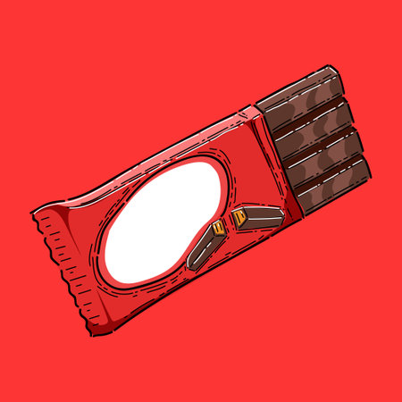 chocolate bar illustration vector design isolated in red backgroundのイラスト素材