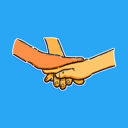 Colorful Illustration of Hands United in a Symbol of Support and Teamworkのイラスト素材