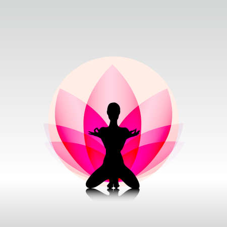 Female silhouette on the lotus のイラスト素材