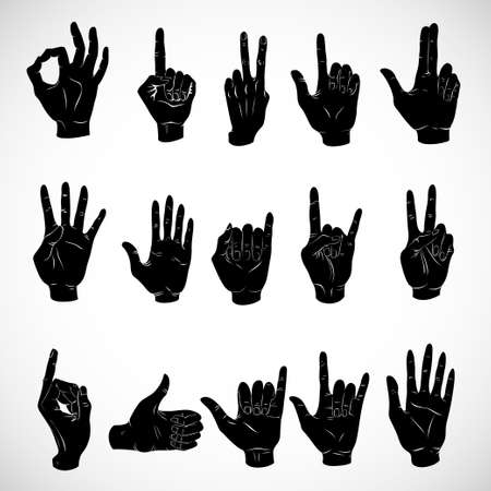 Black hand gestures on the backgroundのイラスト素材