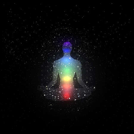 Human silhouette on the star skyのイラスト素材