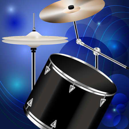 Drum and percussion on blue abstract backgroundのイラスト素材