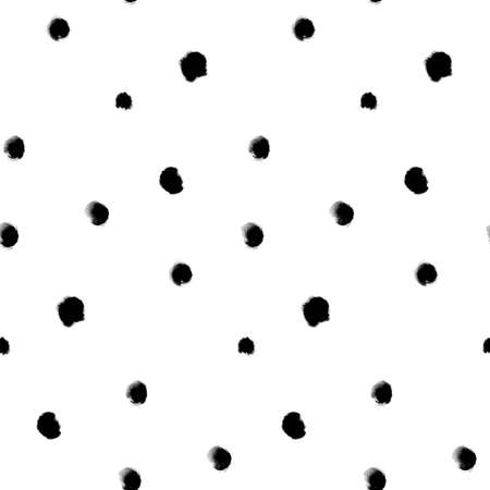 Seamless pattern of black watercolor spots on white backgroundのイラスト素材