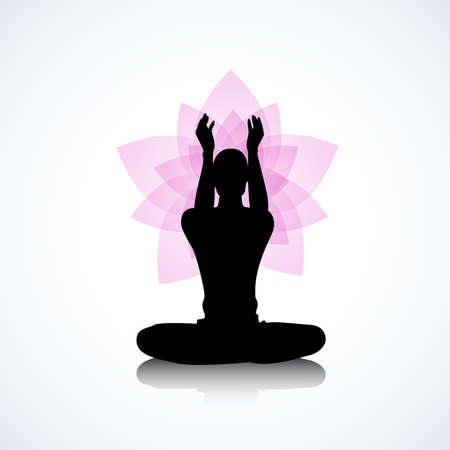 Male silhouette on abstract lotus flowerのイラスト素材