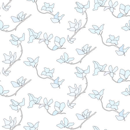 Blue flower seamless pattern with sample in swatch panel (AI)のイラスト素材