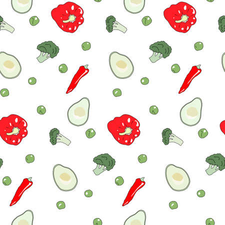 Vegetable seamless pattern with sample in swatch panel (AI)のイラスト素材