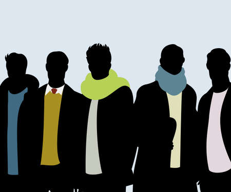 Group of trendy men in colour clothesのイラスト素材