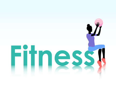 fitness with female silhouetteのイラスト素材