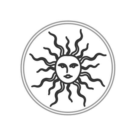 Illustration of sun face symbolのイラスト素材