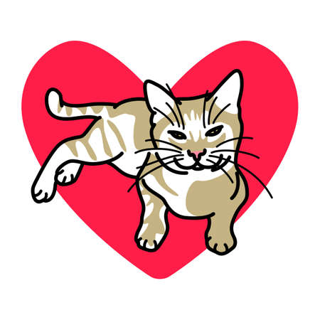 Vector illustration in cartoon style of red cat lyingのイラスト素材