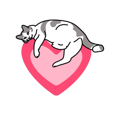 Vector illustration in cartoon style of cat lyingのイラスト素材