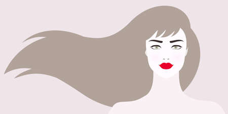 Illustration of woman with long light brown hair.のイラスト素材
