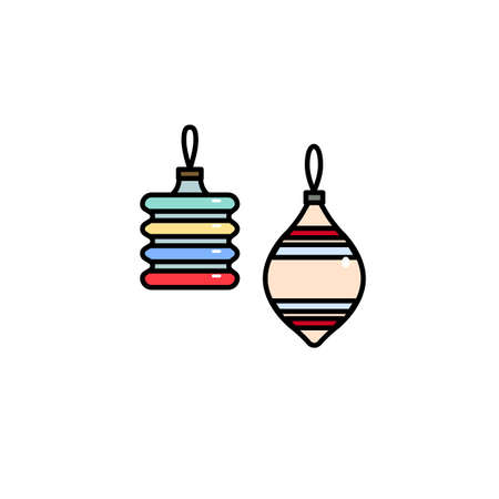 Vector illustration of christmas tree decorative toysのイラスト素材