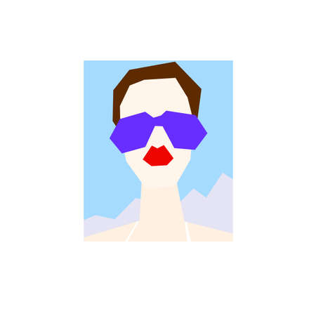 Illustration of brown-haired woman with sunglassesのイラスト素材