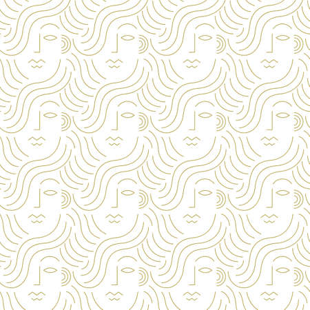 Seamless vector pattern of abstract gold human headのイラスト素材