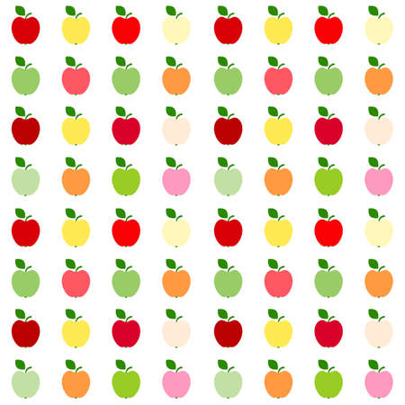 Illustration of seamless pattern of red, green and yellow applesのイラスト素材