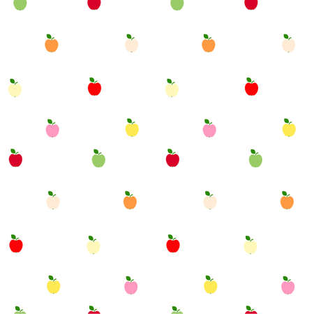 Illustration of seamless pattern of red, green and yellow applesのイラスト素材