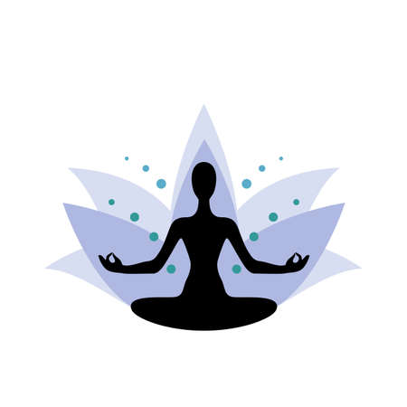 Vector illustration of abstract yoga woman sitting in lotus poseのイラスト素材