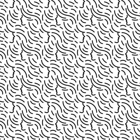 Vector illustration of pattern of female head with long curly hairのイラスト素材