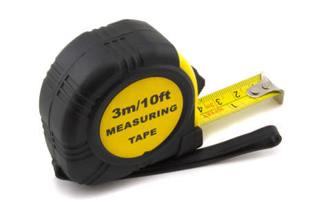 Measuring tape on white background