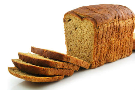 Whole Wheat Sliced Bread Isolated on White Background